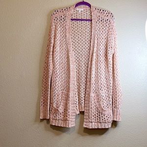 Maurices woven pink cardigan with pockets (A-10)